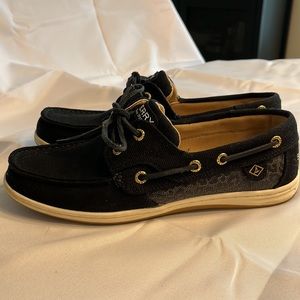 Sperry Topsider Black Boat Shoes - Size 8.5 - Worn Once!